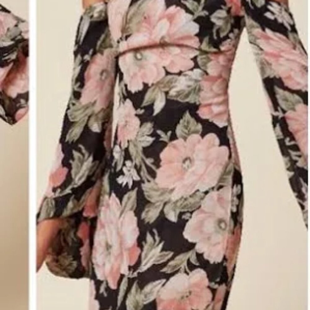 Reformation Casanova Floral Mini Dress Bell Sleeves - Picture 2 of 7